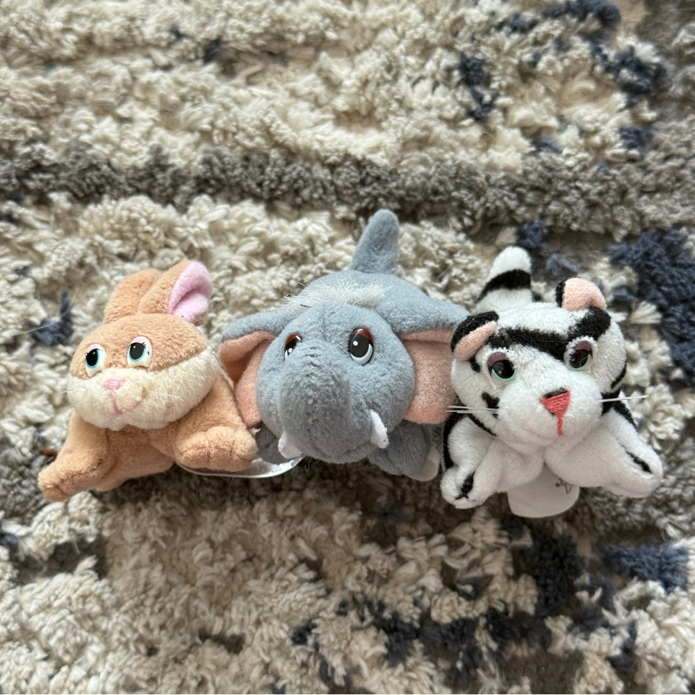 1996 Mini Pound Puppies Plush Lot Vintage Galoob Toys Tiny Rabbit Elephant Tige